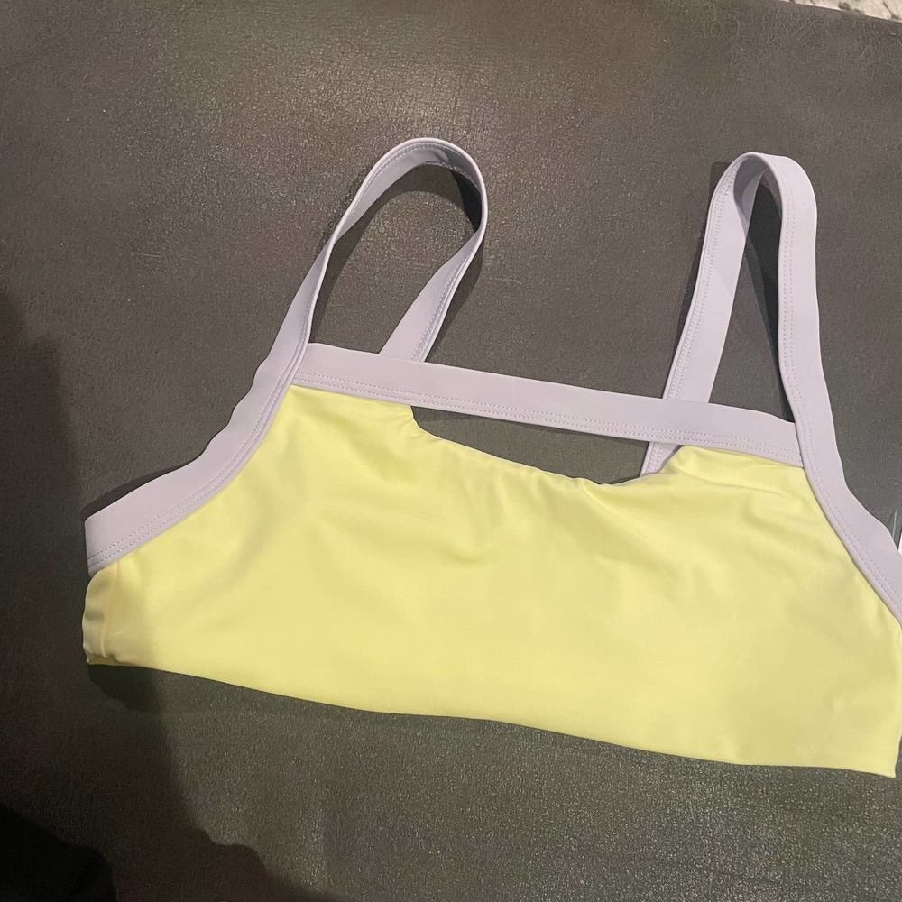 NWT revolve Onia Lina bikini bathing suit top lemon lime/lavender size medium - Picture 3 of 4